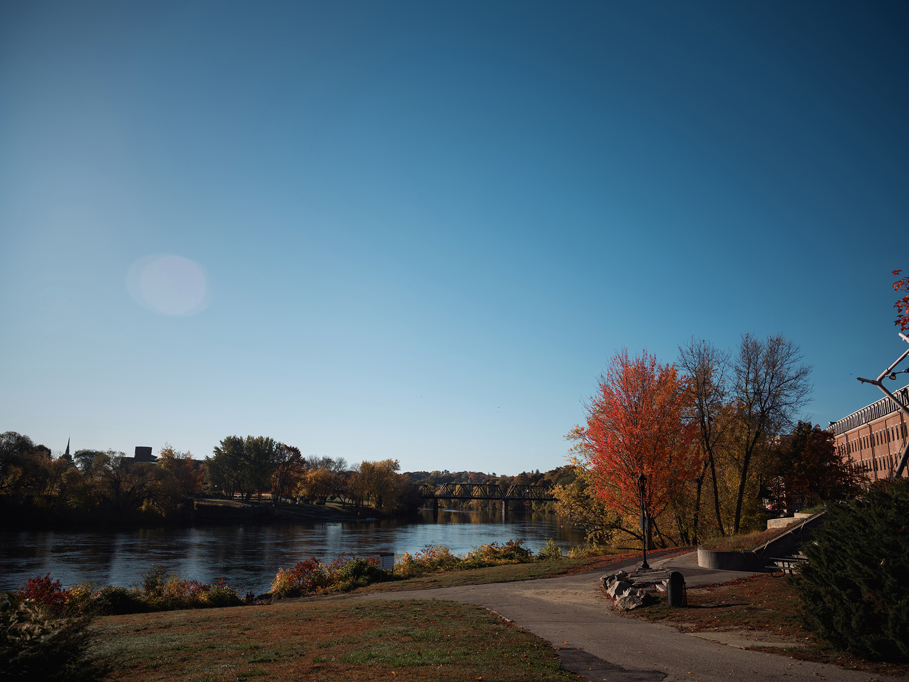 Autumn river pathway in Auburn, ME
